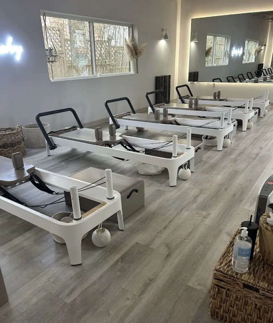 Fitness studio with equipment cleaned and floors spotless