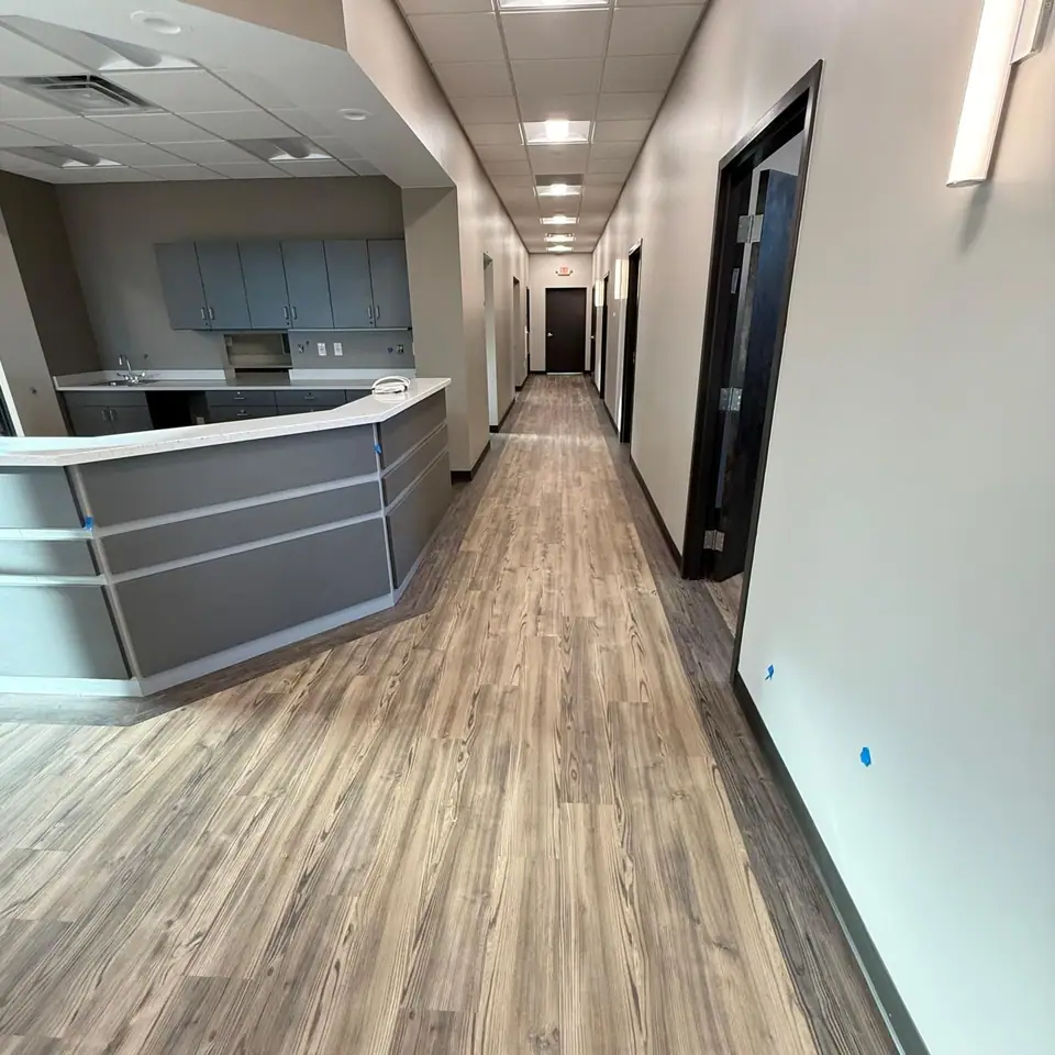 Reception desk and hallway cleaned before handover